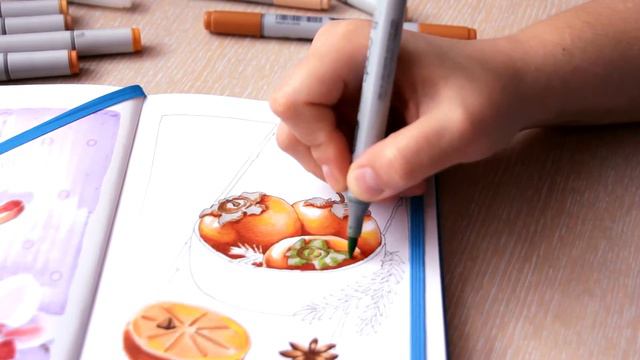 SPEED PAINTING / Фрукты маркерами - Хурма смотреть онлайн