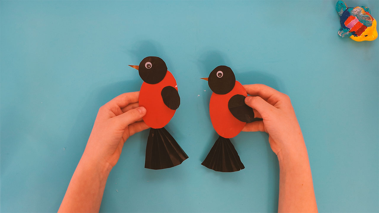 Детские поделки, простые поделки из бумаги, своими руками, в детский сад, в школу, поделка снегирь смотреть онлайн