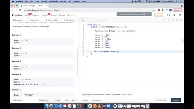 Leetcode Roman to Integer java program смотреть онлайн