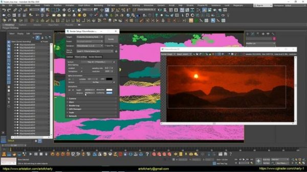 FStorm Render. Render environment with clouds and atmosphere in 3ds Max tutorial.