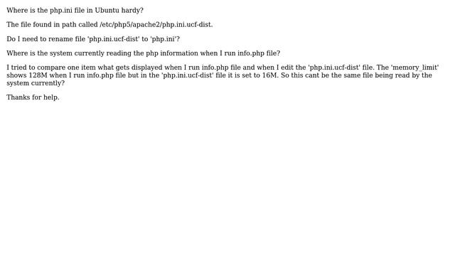 Where is the php.ini file in Ubuntu hardy? (2 Solutions!!) смотреть онлайн