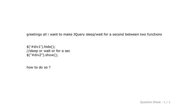 jQuery : Sleep in JQuery? смотреть онлайн