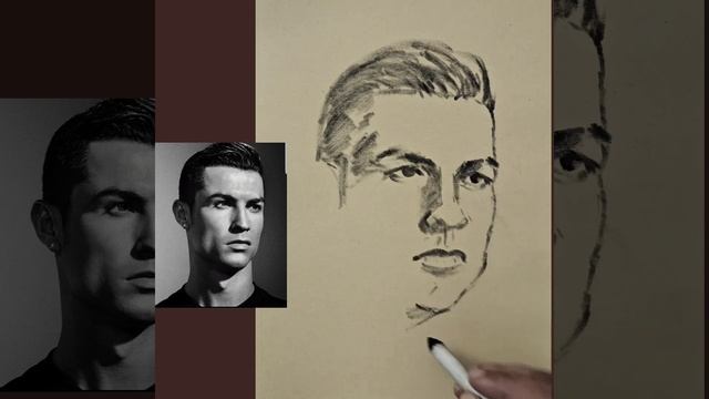 Drawing CR7 Charcoal Powder & blending Stamp art artist sketch painting смотреть онлайн
