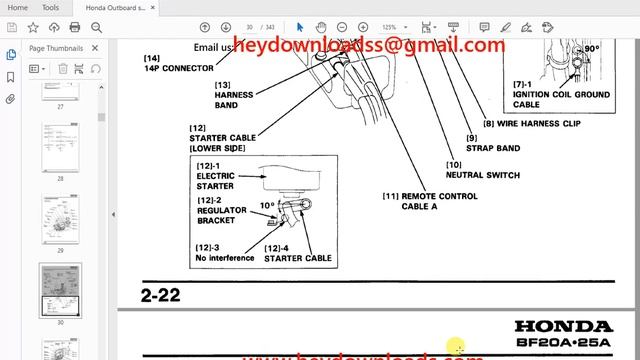 Honda Outboard Motor BF20A BF25A & BF30A LRS Service Repair Manual 66ZV700