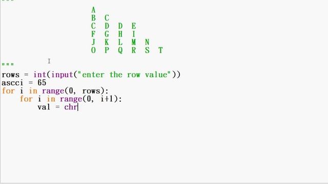 #4 | Print Alphabets and Letters pattern in python | Python Pattern Tutorial in Tamil смотреть онлайн
