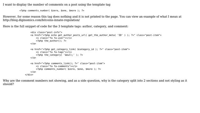 Wordpress: comments_number fails to print смотреть онлайн