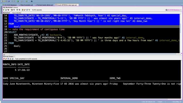 Database Oracle INTERVAL data type смотреть онлайн