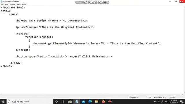 Change HTML content through javascript смотреть онлайн