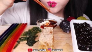 MOST POPULAR FOOD FOR ASMR *HONEYCOMB, JELLY NOODLES, SEA GRAPES, BOBA PEARLS 먹방 JANE ASMR 제인