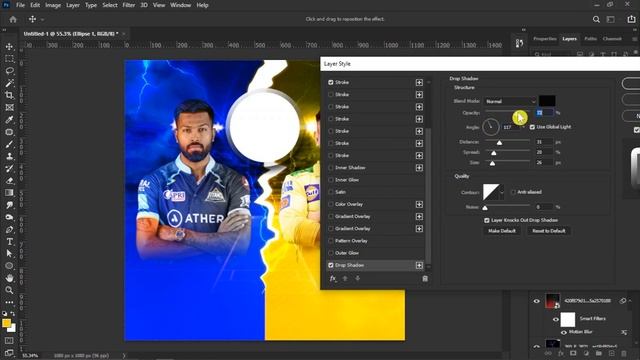 IPL 2023 Match Poster Design in Photoshop | Photoshop Tutorial | GT vs CSK смотреть онлайн