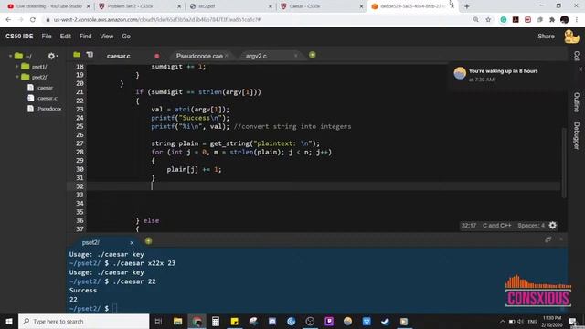 Live coding with music : CS50 Week 2 PSET 2 Caesar 4/5 (Actual process) смотреть онлайн
