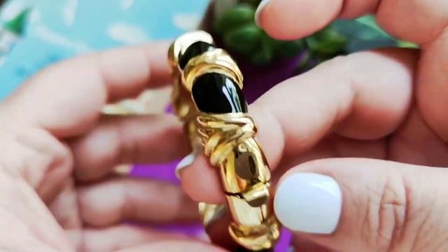 БРАСЛЕТ РАЗЪЕМНЫЙ, ЧЕРНАЯ ЭМАЛЬ И КРИСТАЛЛИКИ, ВИНТАЖ смотреть онлайн