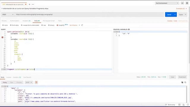 GraphQL - Postman - Consumir API GraphQL - Query - Información del curso / Fragments смотреть онлайн