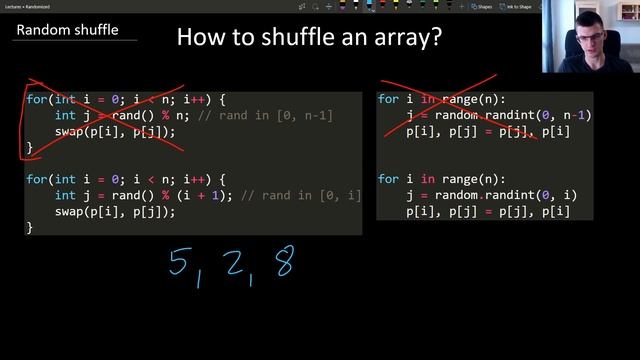 Randomized algorithms lecture #2 - birthday paradox, random shuffle, hashing смотреть онлайн