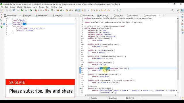 #3. Handling Exceptions while binding JSON data to JAVA Object Hands on || SPRING REST || SK SLATE смотреть онлайн