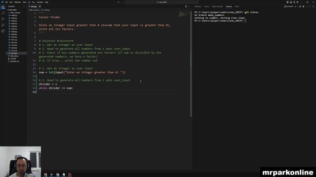 Finding the Factors of a Number & Git Branching | Iterations in Python смотреть онлайн