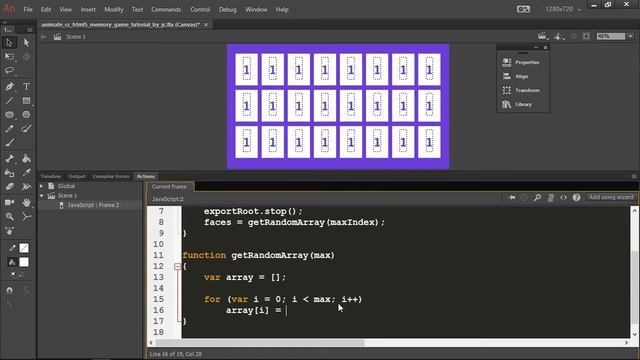 Basic Memory Game Tutorial - Part 1 (Animate CC + HTML5 + JavaScript) смотреть онлайн