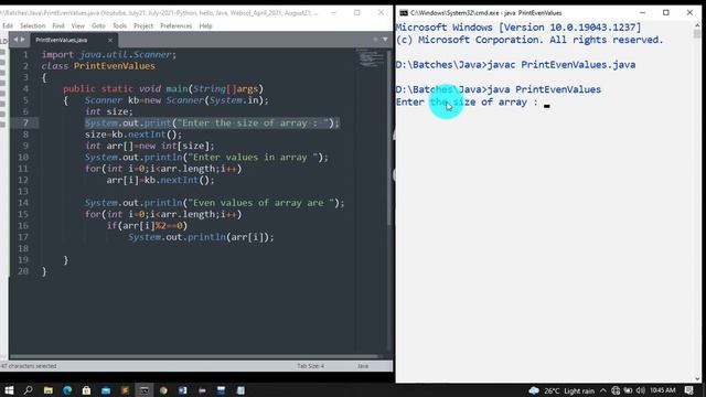 java program | print even values from array смотреть онлайн