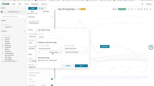 Apache Superset / Preset : Explorer Time Picker смотреть онлайн