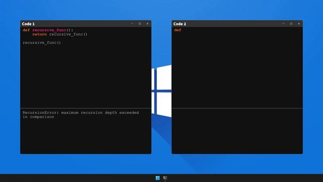 How to fix RecursionError: maximum recursion depth exceeded in comparison in Python смотреть онлайн