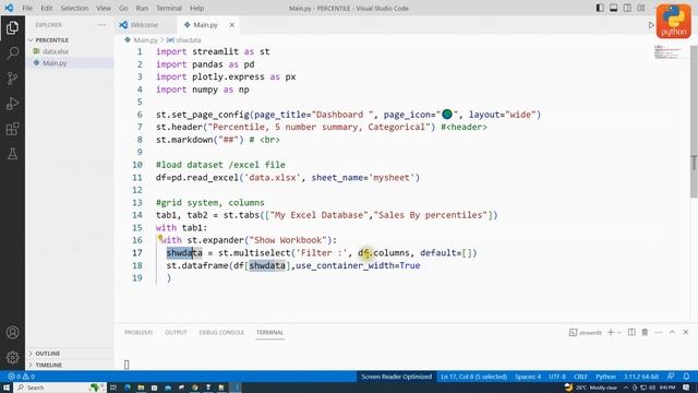 Descriptive Analytics Web Dashboard python and Streamlit visualize Percentiles,Sum,Mean,Max,Min,St смотреть онлайн