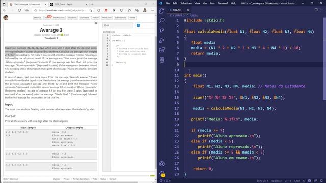 URI 1040 - Média 3 Solucionado em C смотреть онлайн