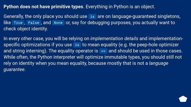 Why isn't "is" comparison used in place of "==" for primitive types? смотреть онлайн