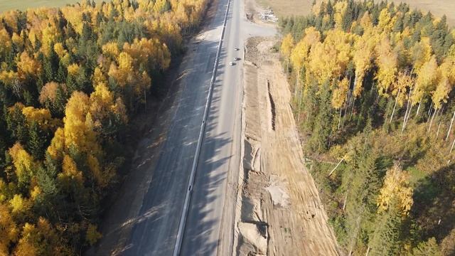 Строительство автодороги Березники-Соликамск с высоты
