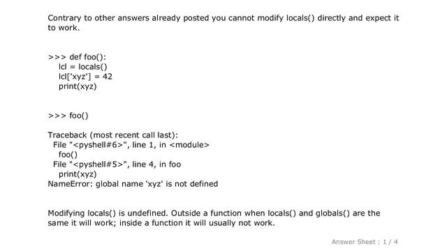 PYTHON : Dynamically set local variable смотреть онлайн