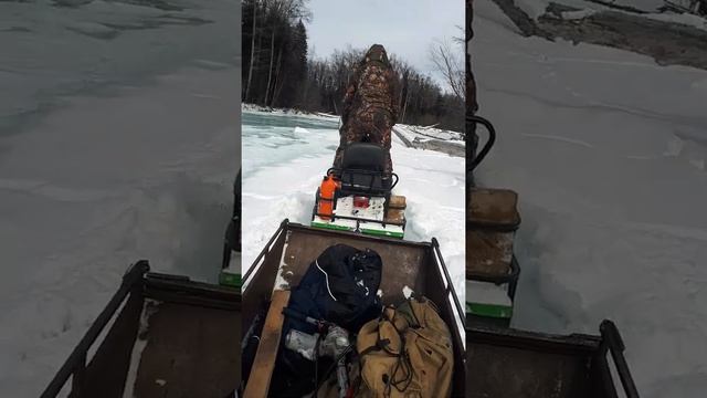 Снегоход Шихан (Буран) по наледи. смотреть онлайн