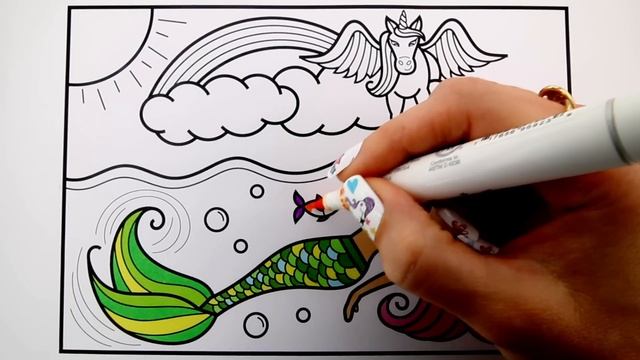 How To Draw A Mermaid And Unicorn For Kids ????Mermaid And Unicorn Drawing And Coloring Pages