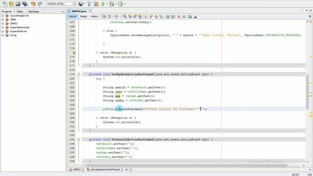 Updating records in ORACLE database using Java Swing application DBMS Episode 4 смотреть онлайн