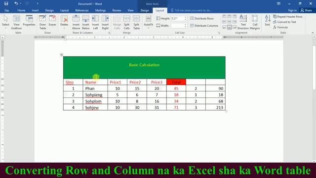 Converting Row and Column na ka Excel sha ka Word table смотреть онлайн