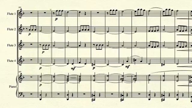 Symphony No. 5 (1st Movt) - L. V. Beethoven - for 4-part flute ensemble with piano смотреть онлайн