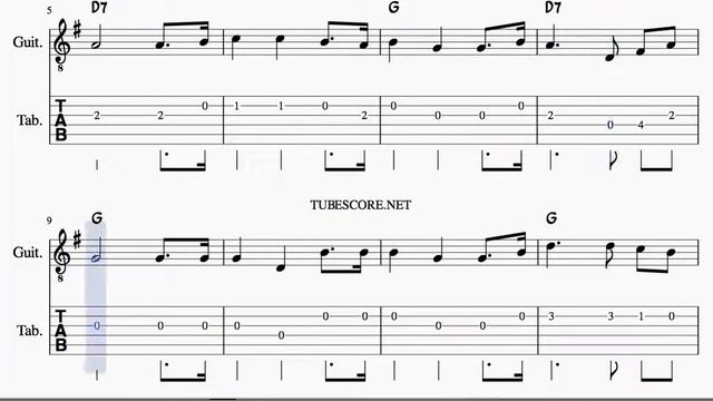Oh My Darling Clementine G Major Tabs Sheet Music for Guitar with Chords Mi Querida Clementin смотреть онлайн