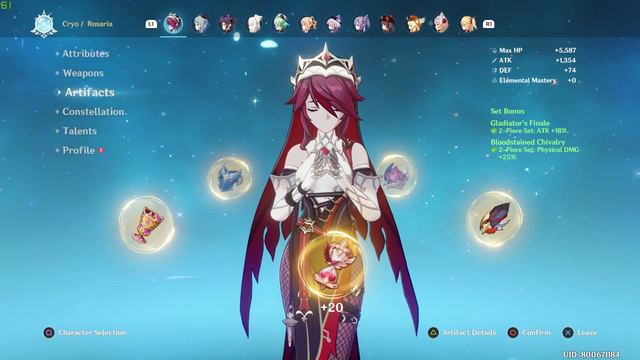 [Genshin] My Rosaria's stats and artifacts смотреть онлайн