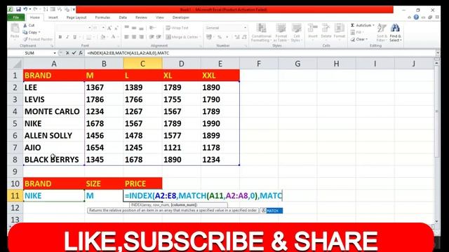 Index match function in excel | #exceltutorial | #excelfansonly смотреть онлайн