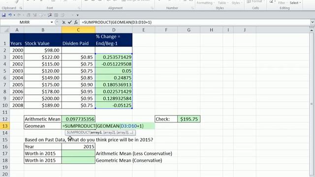 Excel Finance Class 97: Using Geometric Mean & Arithmetic Mean to Estimate Future Returns смотреть онлайн