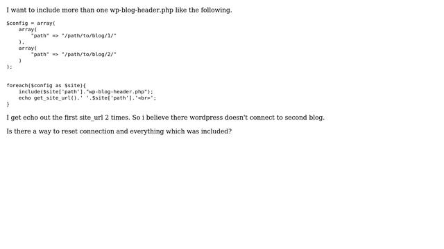 Wordpress: include multiple wp-blog-header.php from different blogs смотреть онлайн