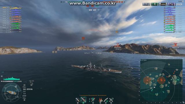 World of Warships Scharnhorst Tier 7 Germany Battleship 157,000 Damage + 6kills Gameplay смотреть онлайн