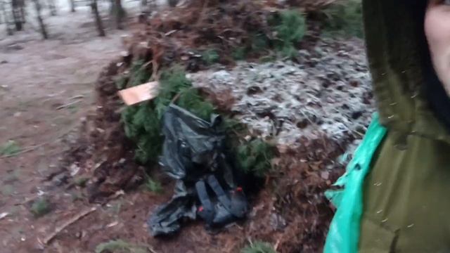 Добудовуємо шалаш в лісі в хуртовину, варю чай в пластмасовій пляшці#виживання #природа #ліс #шалаш смотреть онлайн