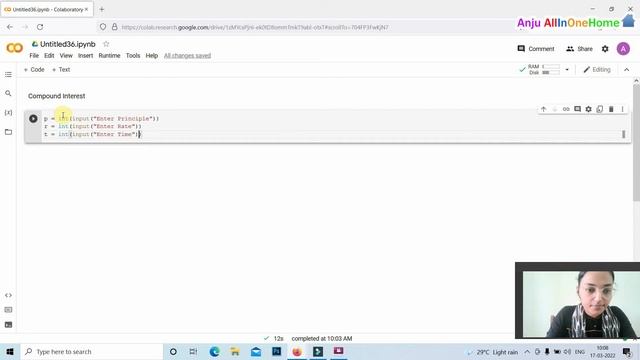 Write a Program to Calculate Compound Interest using Python in Google Colab | Python Program | Cola смотреть онлайн