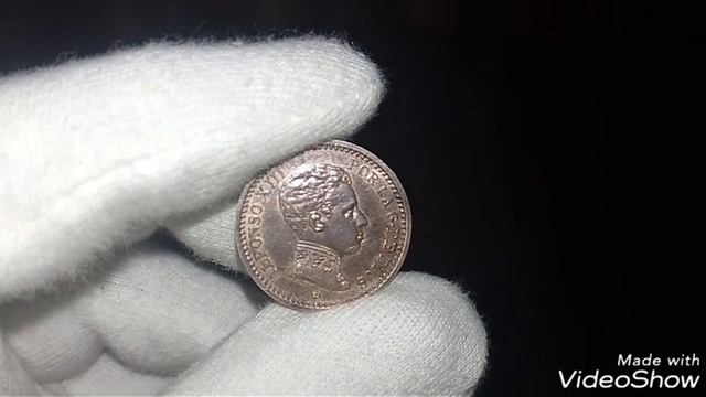 Монета Испании номиналом 2 сентимо 1904 года. смотреть онлайн