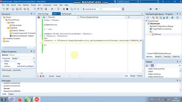 Создание мобильного приложения "Фонарик" в Embarcadero Delphi. Пример использование вибрации. смотреть онлайн