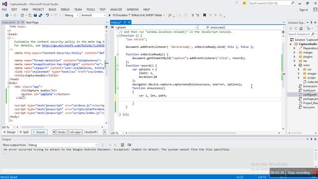 Audio Capture in Apache cordova смотреть онлайн