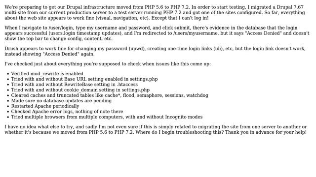 Drupal: Site migrated to the new server with PHP 7.2 and I can't log in смотреть онлайн