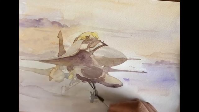 Fighter plane watercolour sketch смотреть онлайн