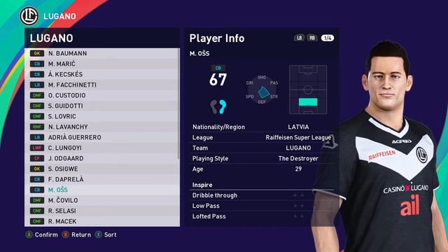 Lugano & Switzerland Super League & Players Ratings & eFootball PES 2021 смотреть онлайн