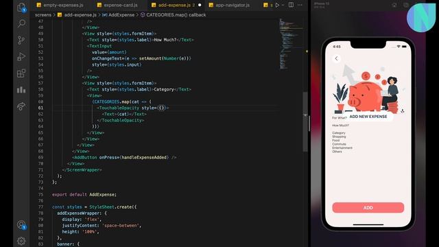 Creating screen to add expenses and Redux integration | Part 6 | Learn React Native, Redux смотреть онлайн