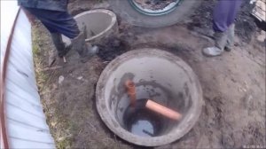 Септик из железобетонных колец. 2 ямы по 3 кольца
